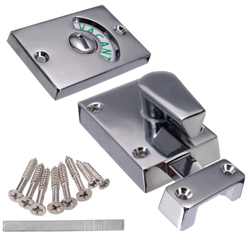 LVOERTUIG Door Lock Indicator,Toilet Bathroom Lock Vacant/Engaged Chrome Latch Indicating DeadBolt Public Restroom Toilet Privacy Partition Door Lock Latch (Satin Nickel) - Image 4
